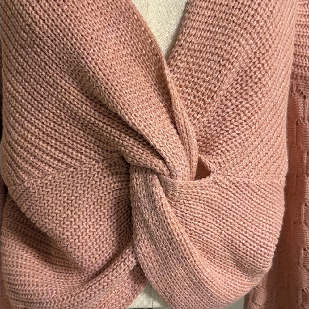 Fashion Nova YRIS Blush Twist Front crop knitted sweater XL V neck - Picture 5 of 13